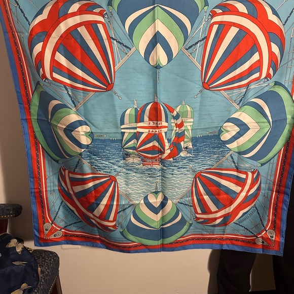 Vintage Hermes Colorful Nautical Scarf with Parasail Design - Picture 3 of 6